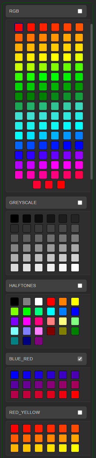 Farbpaletten-Bereich mit Checkboxen
