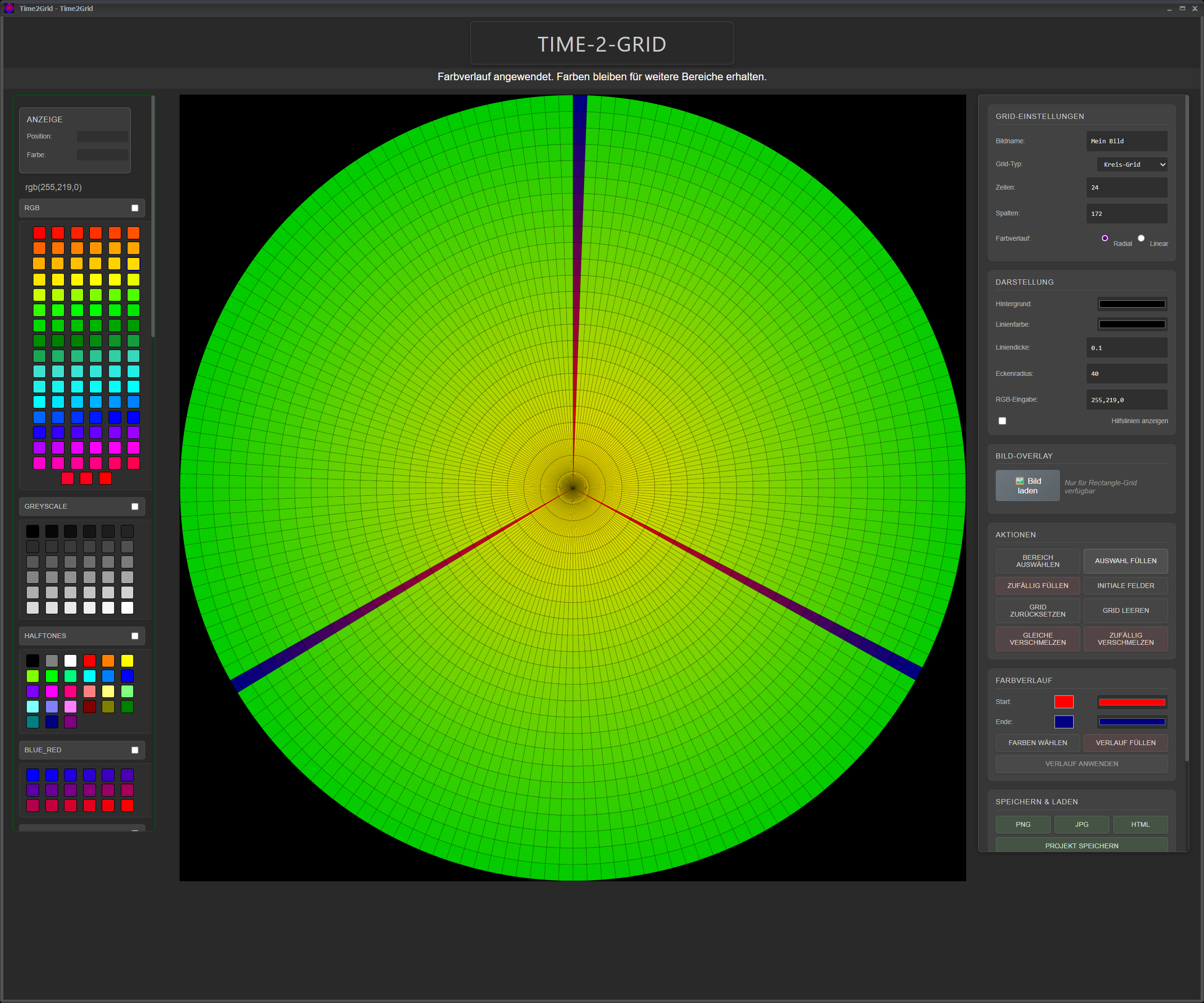 Beispiel für lineare und radiale Farbverläufe
