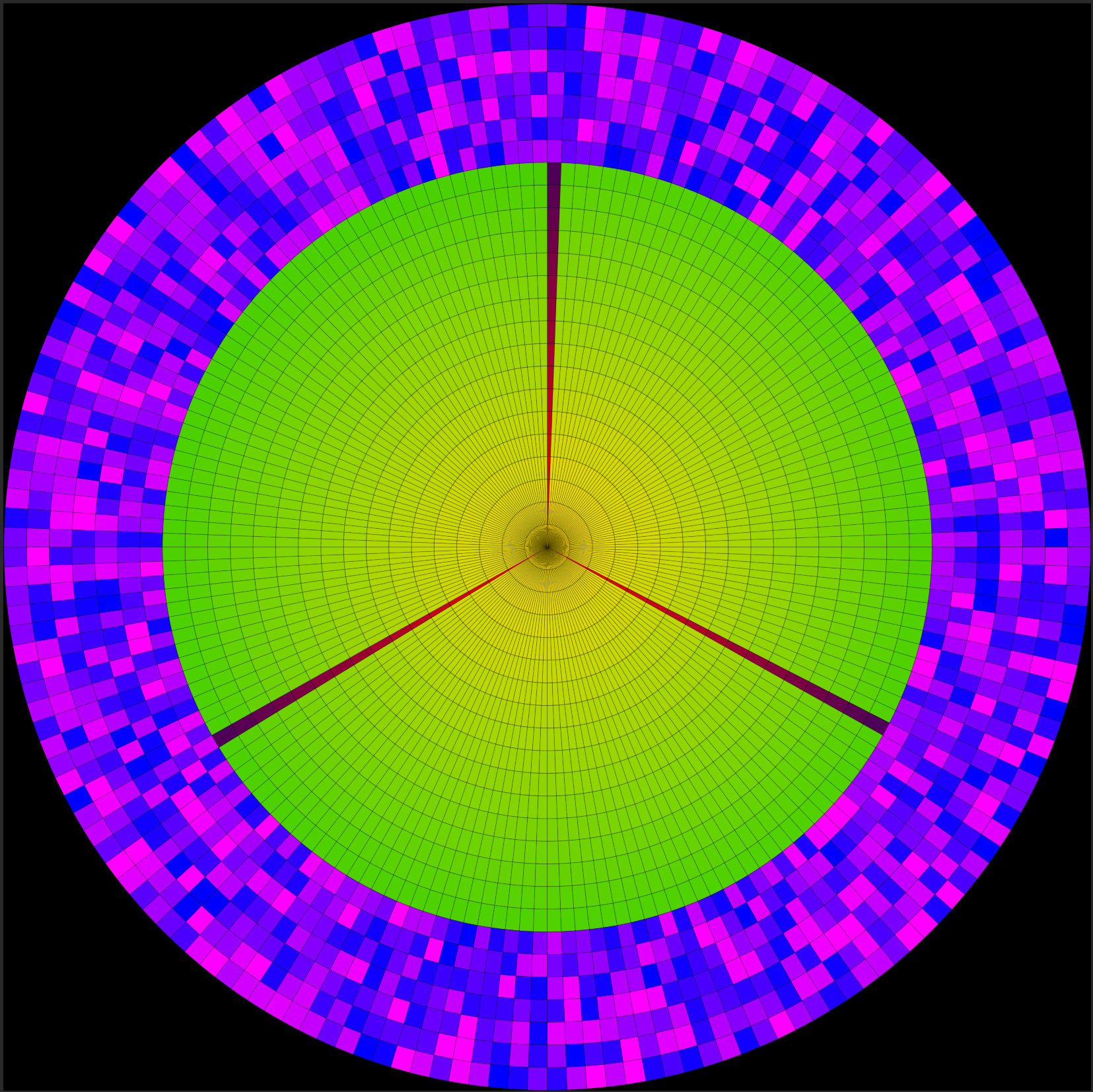 Beispiel für zufällige Füllung mit Palettenfarben im Kreisgrid
